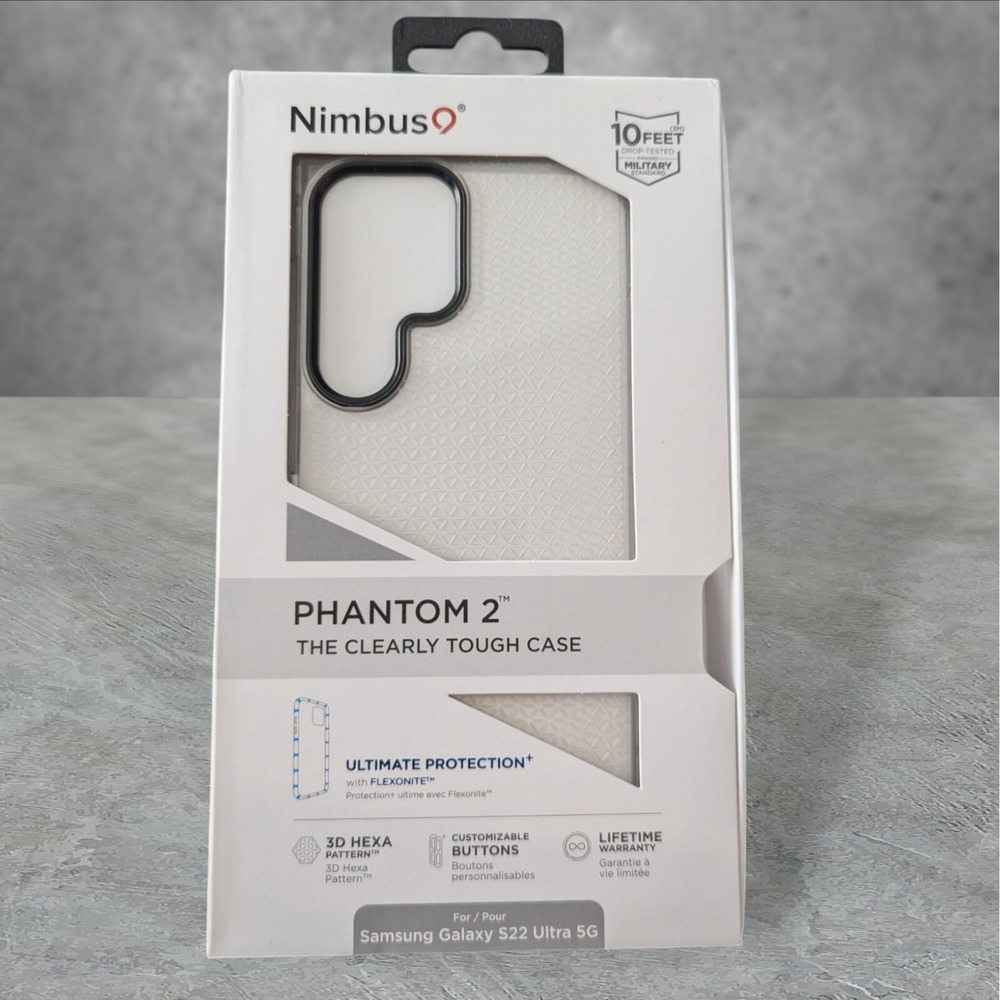 Nimbus9 Phantom 2 Case for Samsung Galaxy S22 Ultra 5G 3D Hexa Clear See Desc W6